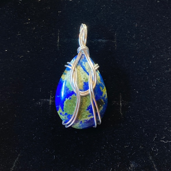 Jewelry - Azurite Malachite wire wrapped pendant
